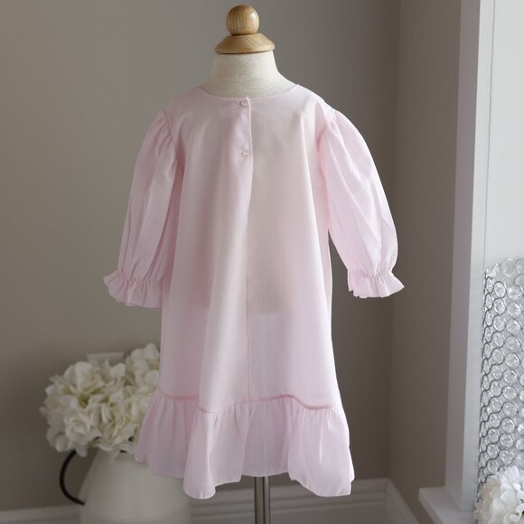 Smocked Dress Long Sleeve Bishop White Pink Embroidery Will'beth 18/24 Months - Picture 7 of 7